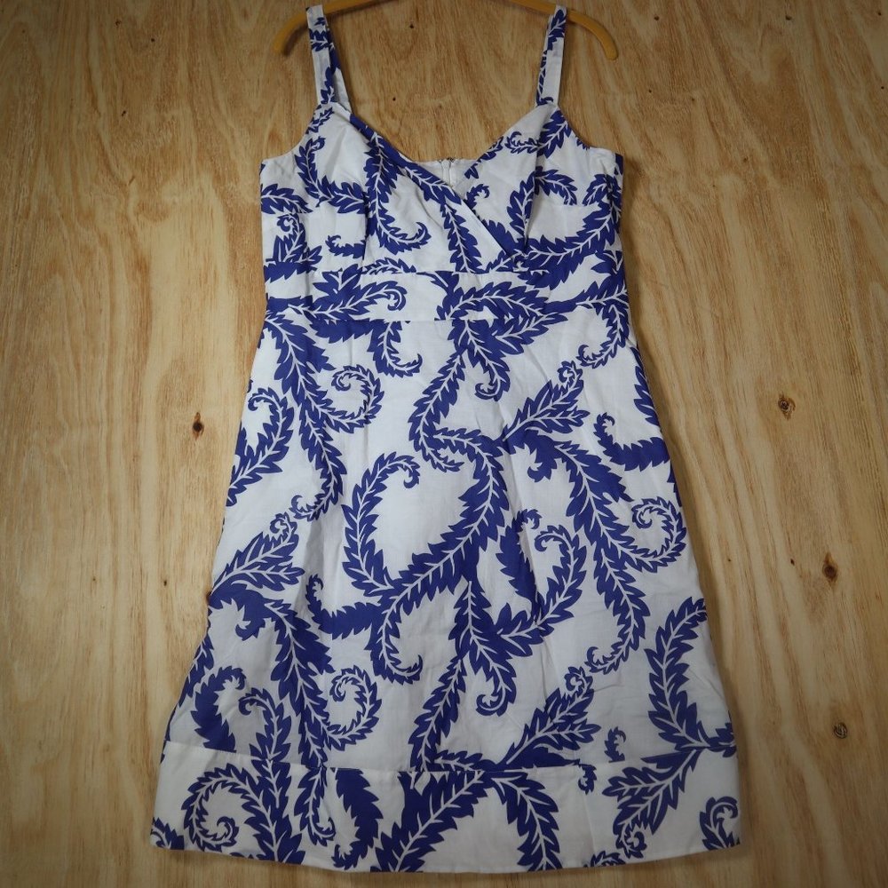 Boden Blue White Floral Sleeveless Cotton Dress Women's Size 10R